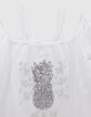 T-shirt blanc coton bio broderie ananas fille-2