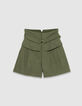 Khaki Shorts mit hoher Taille Damen-6