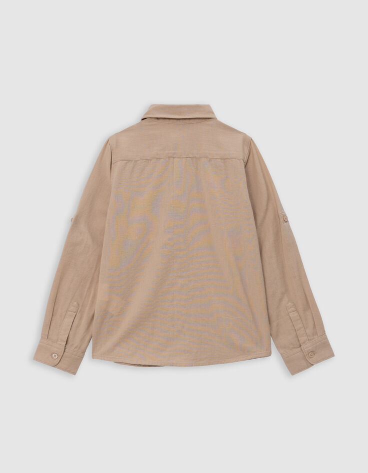 Chemise beige mix coton et lin garçon-4