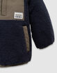 Boys’ khaki and navy sherpa reversible parka-7