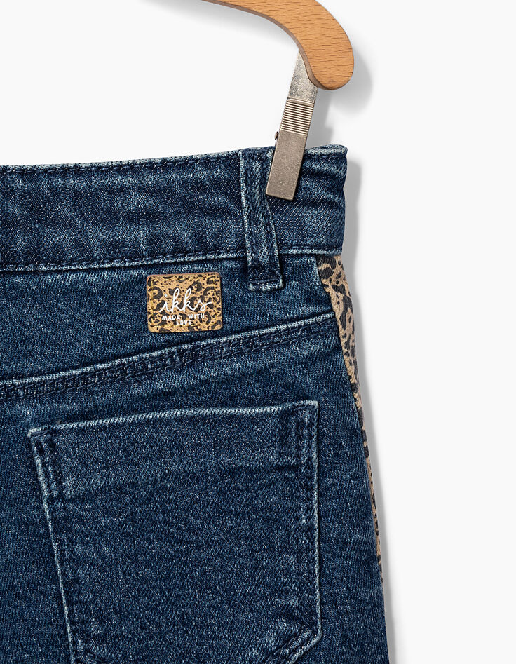 Short en jean stone blue et léopard fille-5