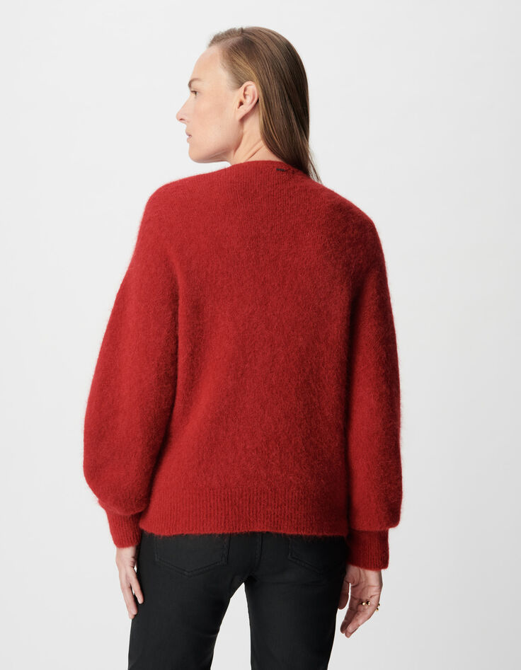 Jersey rojo punto mangas murciélago mujer-3