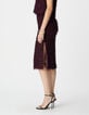 Jupe crayon fendue bordeaux effet plume Femme-4