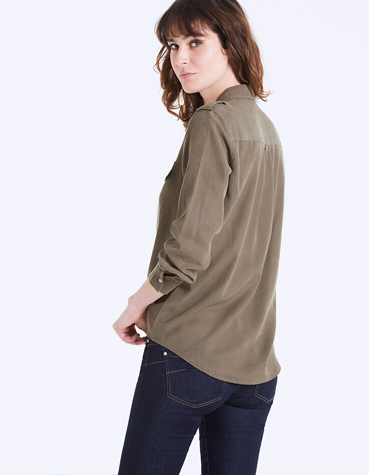 Women’s lyocell shirt, leopard+metallic bands-3