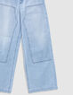 Jean large denim bleu clair effet us&eacute;-2