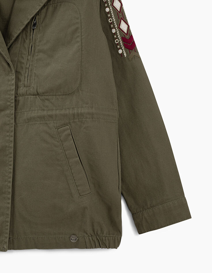 Parka kaki avec print palmiers au dos fille-6