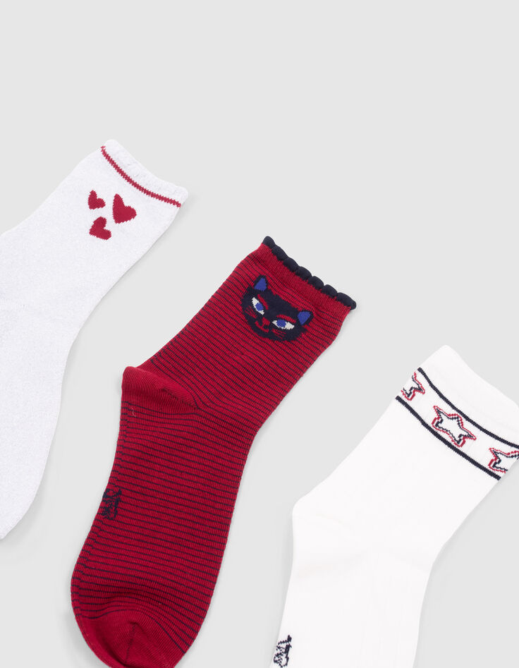 Calcetines blanco, rojo y silver niña-2
