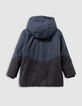 Parka à capuche marine et noire déperlante garçon-2
