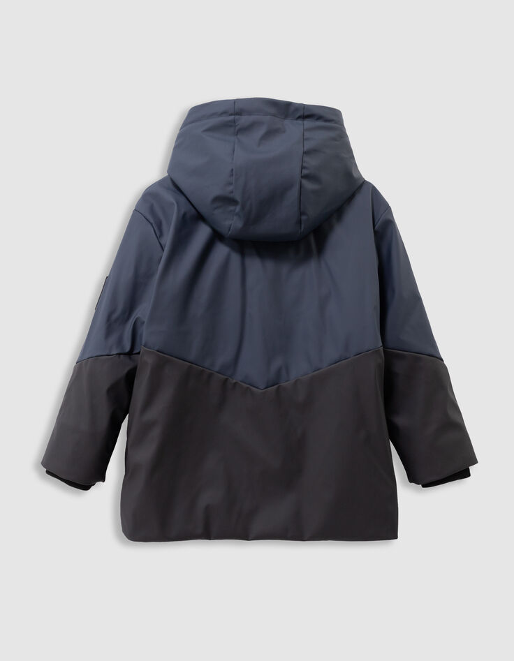Parka à capuche marine et noire déperlante garçon-2