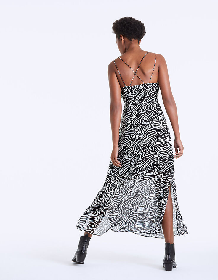 Robe longue en crêpe de viscose imprimé zèbre -4