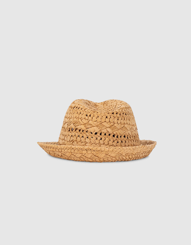 Chapeau blé en papier tressé avec galon frangé fille -3