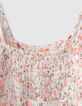 Cremewei&szlig;es M&auml;dchenkleid mit Blumen und Smocks-2