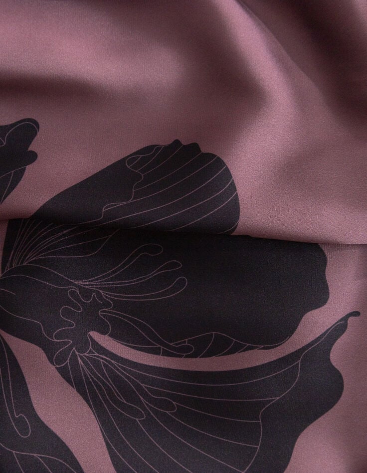 Women's burgundy floral maxi midi skirt-4