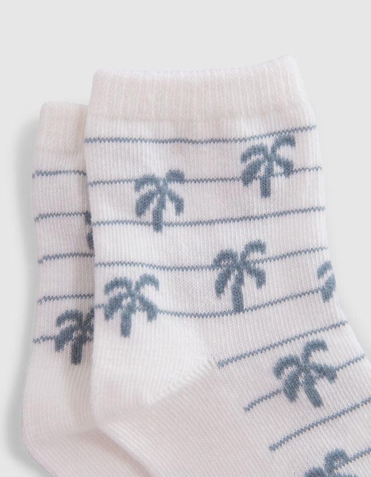 Chaussettes blanches &agrave; motif rayures b&eacute;b&eacute; gar&ccedil;on-3