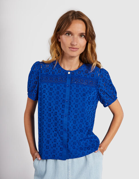 Top in electric blue broderie anglaise I.Code  - I.CODE