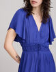 Women's royal blue crumpled dress with butterfly sleeves-4