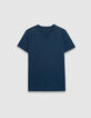 T-shirt encolure V bleu vif coton bio flammé Homme-5