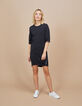 Robe noire maille piquée à micro-cœurs I.Code-6