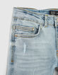Boys' light blue organic slim jeans + placed distressing-4