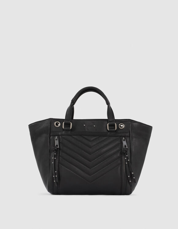 Women’s THE 1440 BLACK MEDIUM quilted chevron leather tote bag