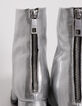 Women's silver leather zipped heeled boots-5