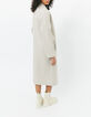 Manteau long blanc en drap de laine recyclé mélangé femme-3