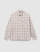 Girls’ ecru and black check shirt-4