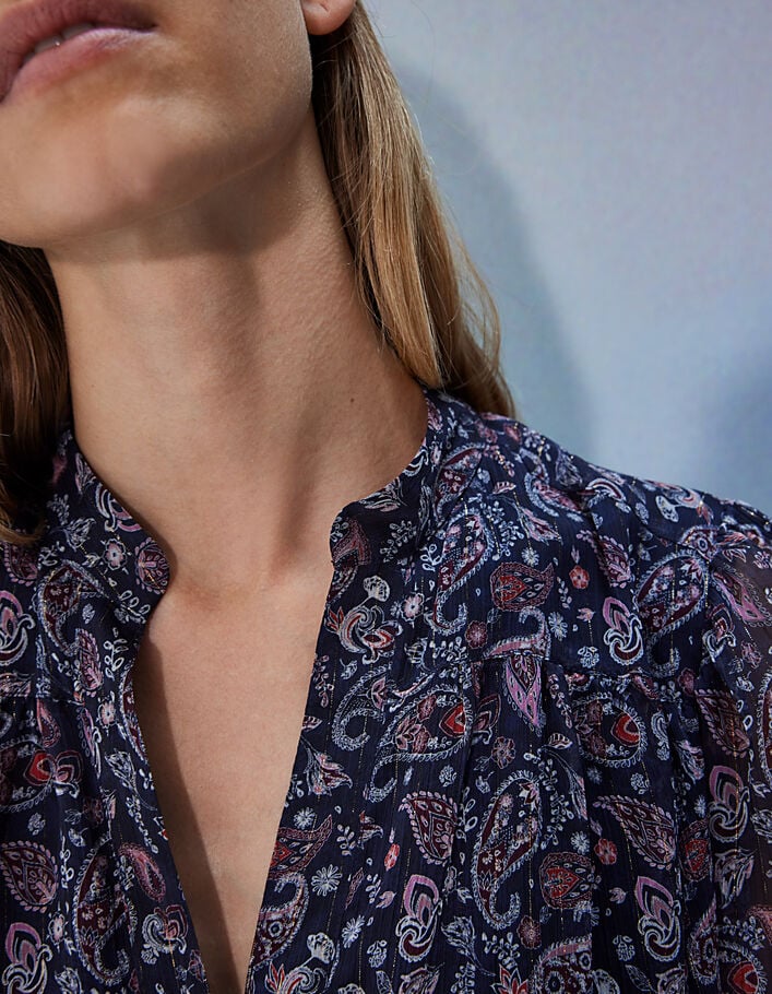Rechte voile jurk met metallic paisleyprint-5