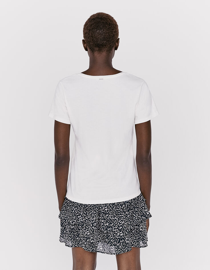 Tee-shirt blanc cassé imprimé tag Jisbar femme-3