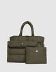 Pochette ordinateur kaki nylon matelassé Femme-4