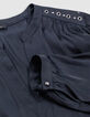 Women's crumpled recycled navy blouse with eyelet and stud decoration-2