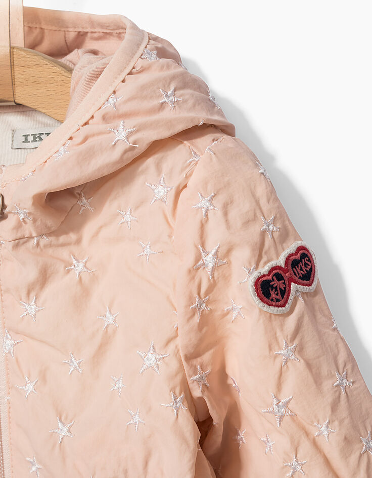 Blouson rose poudré brodé étoiles bébé fille-2