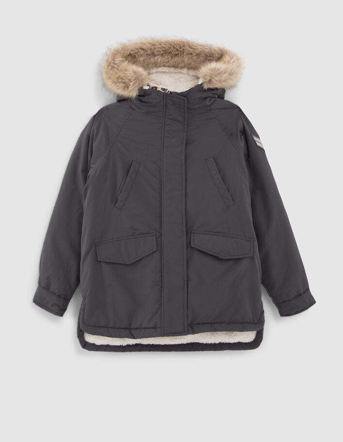 Parka 3-en-1 grise et doudoune réversible fille-2