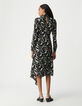 Schwarzes Kleid mit Zebra-Blumenmuster für Damen-3