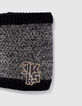 Snood noir tricot chiné badge logo bébé garçon-2