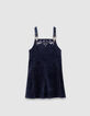 Girls’ 2-in-1 navy velvet dress and white T-shirt-5