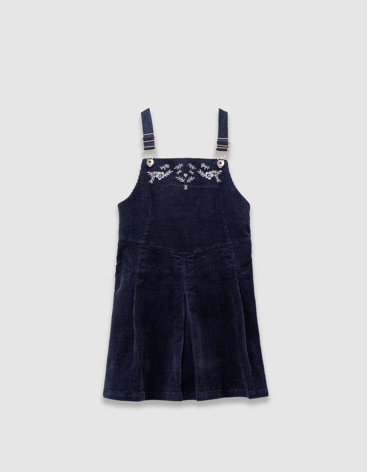 Girls’ 2-in-1 navy velvet dress and white T-shirt-5