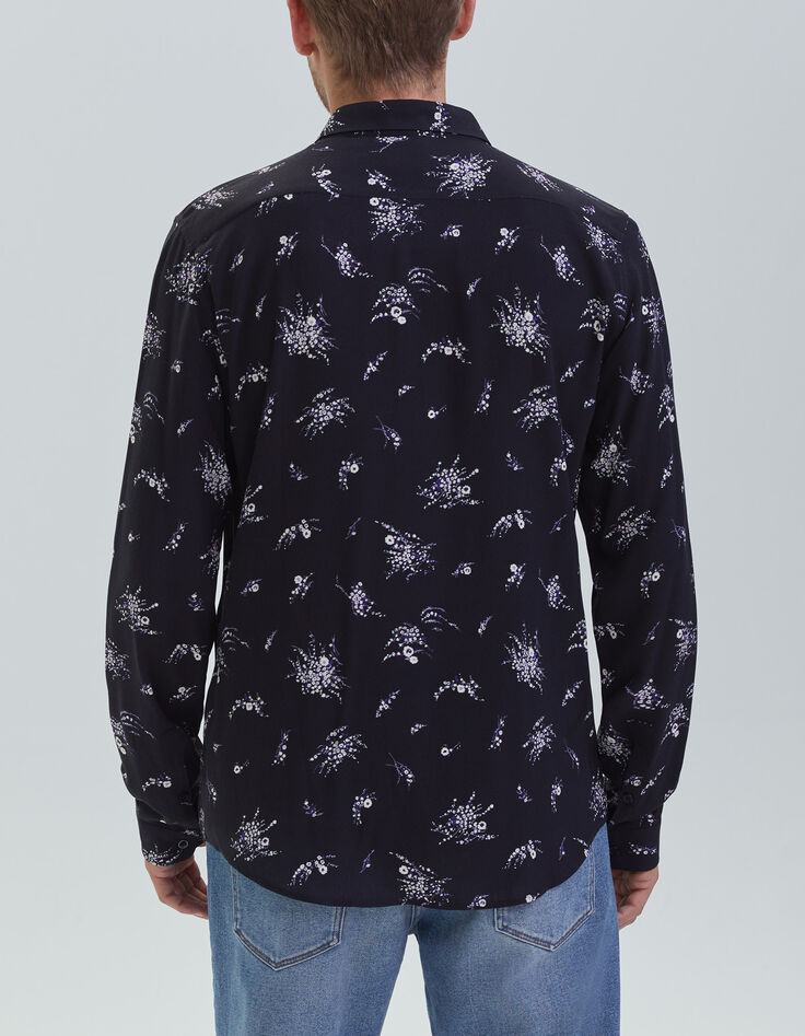 Chemise SLIM noire motif fleurs Homme-3