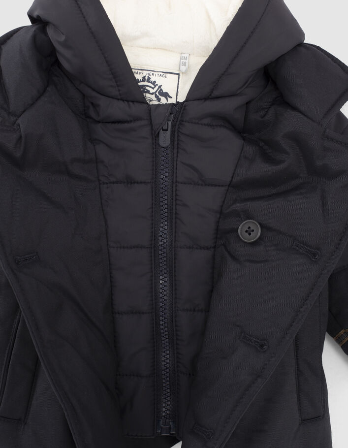 Baby boys’ navy parka with black quilted facing - IKKS