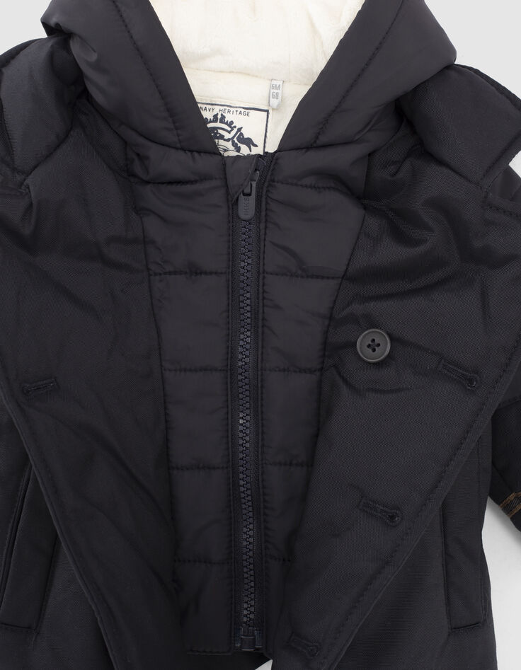Baby boys’ navy parka with black quilted facing-4