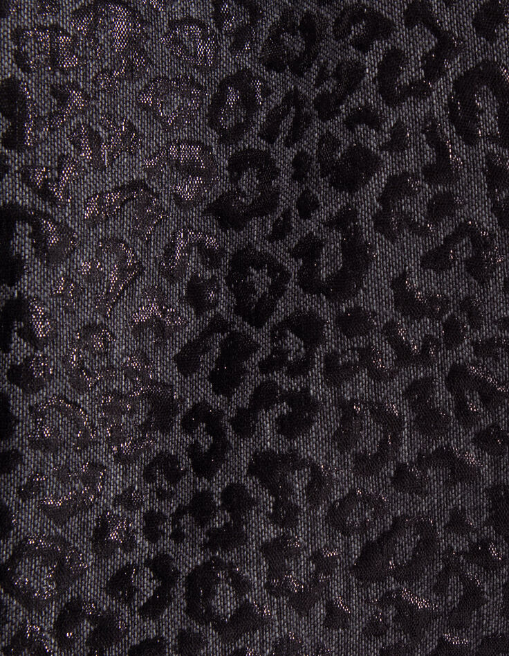 Foulard noir jacquard motif léopard lurex Femme-7
