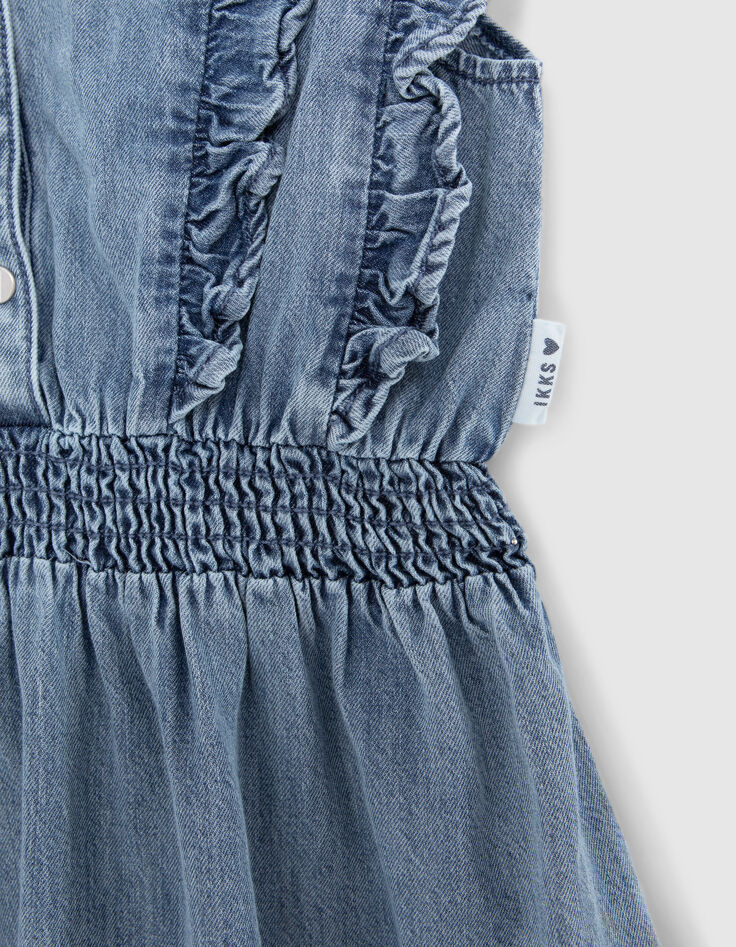 Blaues Mädchenjeanskleid mit Rüschen-8