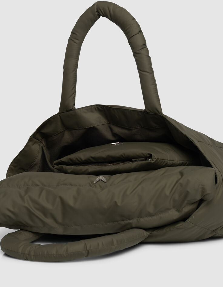 Pochette ordinateur kaki nylon matelassé Femme-3