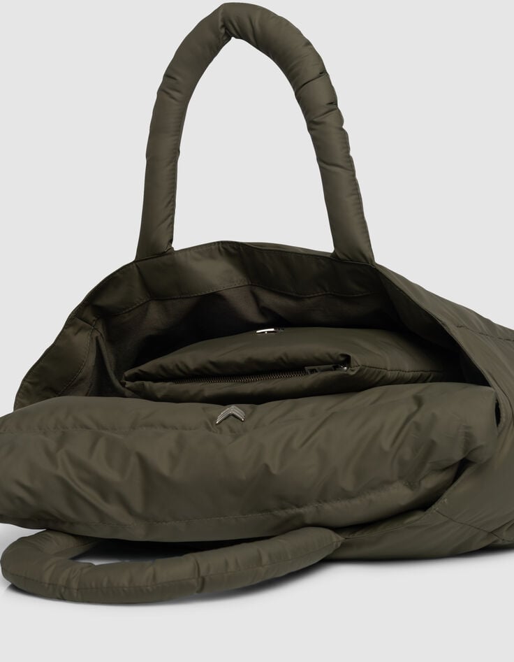 Pochette ordinateur kaki nylon matelassé Femme-3 Pochette ordinateur kaki nylon matelassé Femme-3