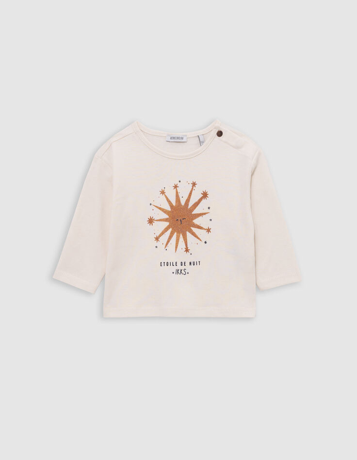 Ecru Bio-Baumwolle Nacht Stern T-Shirt Baby Mädchen-1