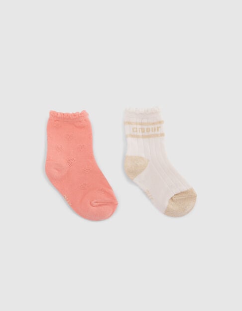 Chaussettes pêche et écrues bébé fille - IKKS