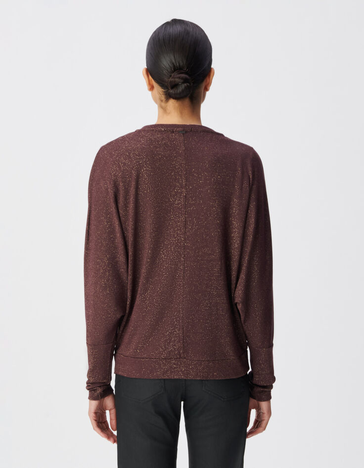 Bordeaux T-shirt lurex vleermuismouwen Dames-3