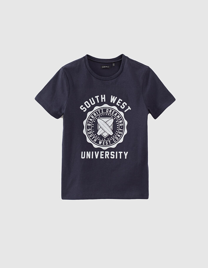 Boys’ navy Campus-vibe organic cotton T-shirt - IKKS