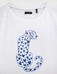 Weißes Mädchen-T-Shirt mit Leopard und Herz-2