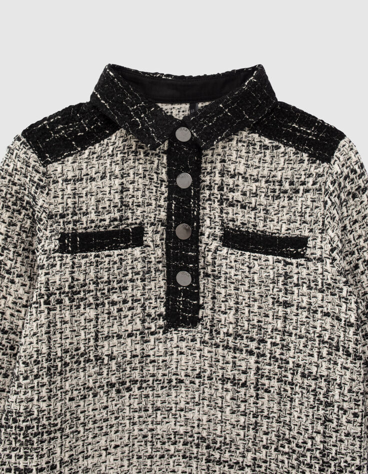 Robe chemise écrue façon tweed mini me fille-5